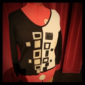 Vintage Sweater Geometric Sequin Design